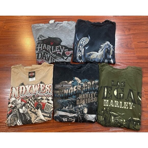 HARLEY DAVIDSON MEN LOT OF 5 SHIRTS SIZES MEDIUM - Picture 1 of 10
